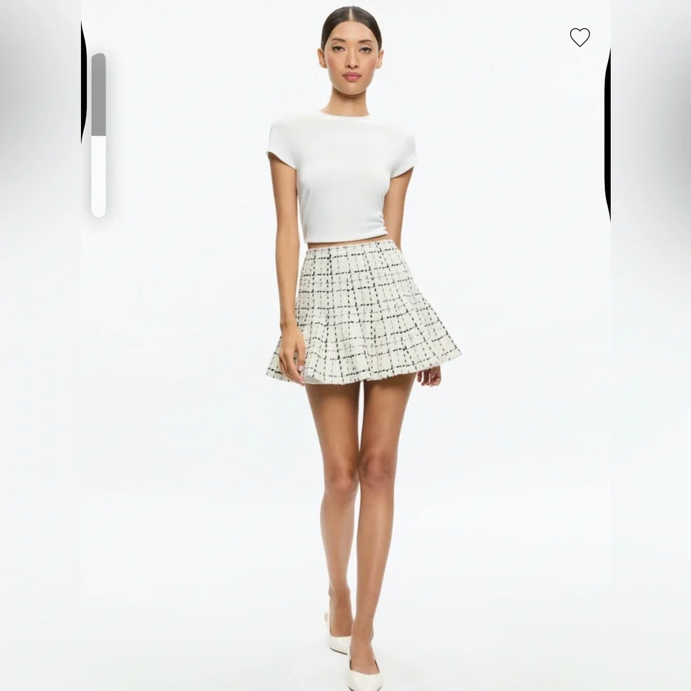 NWT Alice + Olivia Cream and Black Tweed Skirt Size 10 - Picture 3 of 11